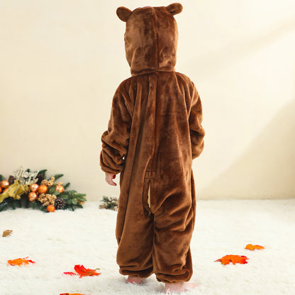 MICHLEY Kids Capybara Animal Cosplay Costume Soft Flannel Romper