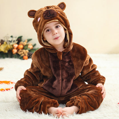 MICHLEY Kids Capybara Animal Cosplay Costume Soft Flannel Romper