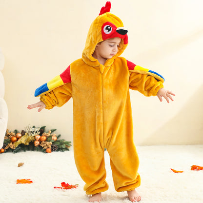 MICHLEY Baby Orange Parrot Hooded Romper Soft Flannel Tropical Bird Costume