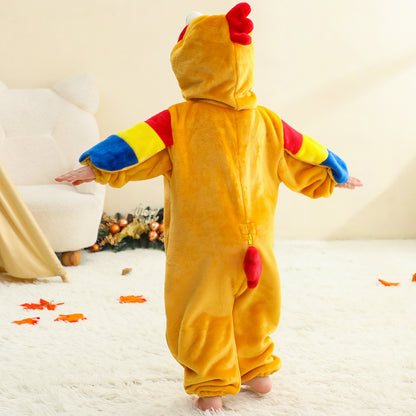 MICHLEY Baby Orange Parrot Hooded Romper Soft Flannel Tropical Bird Costume