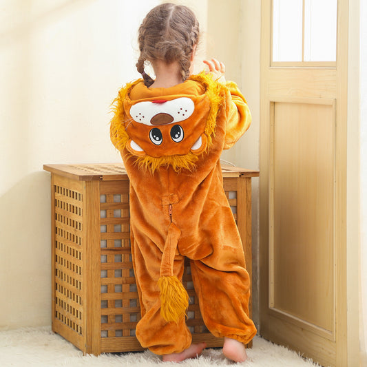 MICHLEY Baby Shaggy Lion Hooded Romper Soft Flannel Animal Costume