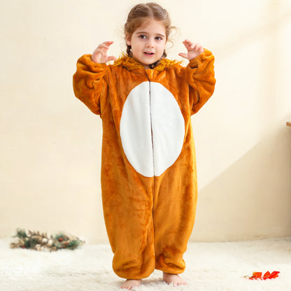 MICHLEY Baby Shaggy Lion Hooded Romper Soft Flannel Animal Costume