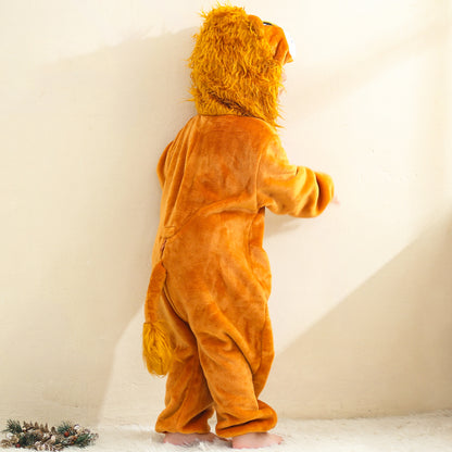 MICHLEY Baby Shaggy Lion Hooded Romper Soft Flannel Animal Costume