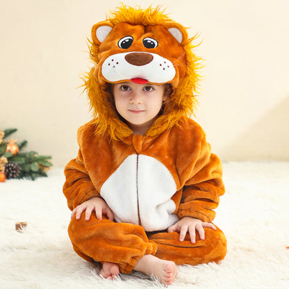 MICHLEY Baby Shaggy Lion Hooded Romper Soft Flannel Animal Costume