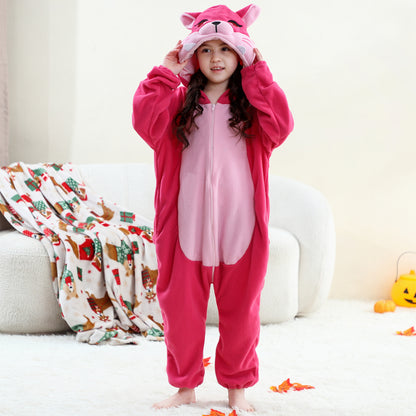 MICHLEY Pink Fox One-Piece Pajamas Soft Polar Fleece Cosplay Costume