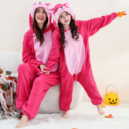 MICHLEY Pink Fox One-Piece Pajamas Soft Polar Fleece Cosplay Costume