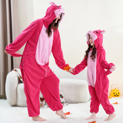 MICHLEY Pink Fox One-Piece Pajamas Soft Polar Fleece Cosplay Costume