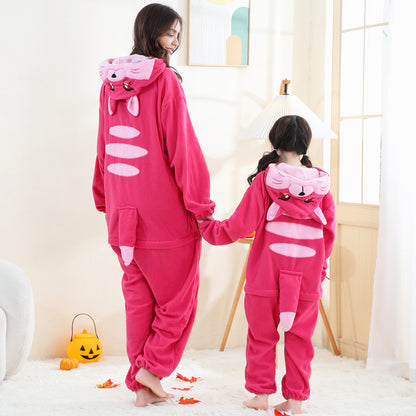 MICHLEY Pink Fox One-Piece Pajamas Soft Polar Fleece Cosplay Costume