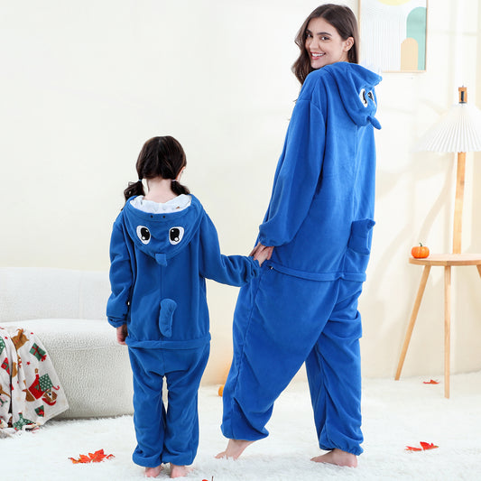 MICHLEY Blue Shark One-Piece Pajamas Soft Polar Fleece Cosplay Costume