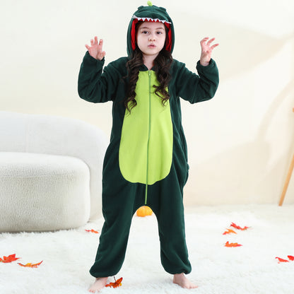 MICHLEY Green Dinosaur One-Piece Pajamas Soft Polar Fleece Cosplay Costume