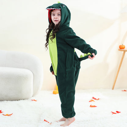 MICHLEY Green Dinosaur One-Piece Pajamas Soft Polar Fleece Cosplay Costume