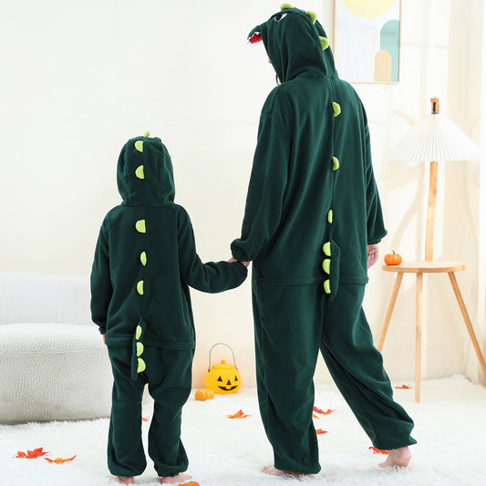 MICHLEY Green Dinosaur One-Piece Pajamas Soft Polar Fleece Cosplay Costume