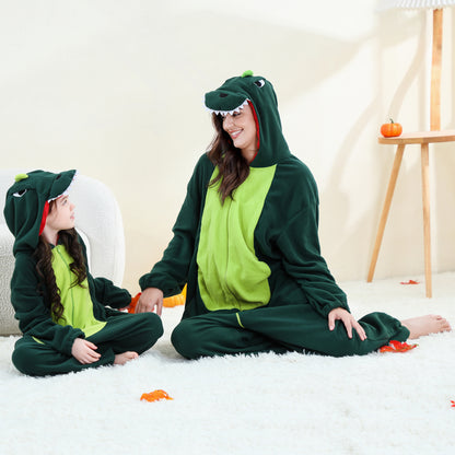 MICHLEY Green Dinosaur One-Piece Pajamas Soft Polar Fleece Cosplay Costume