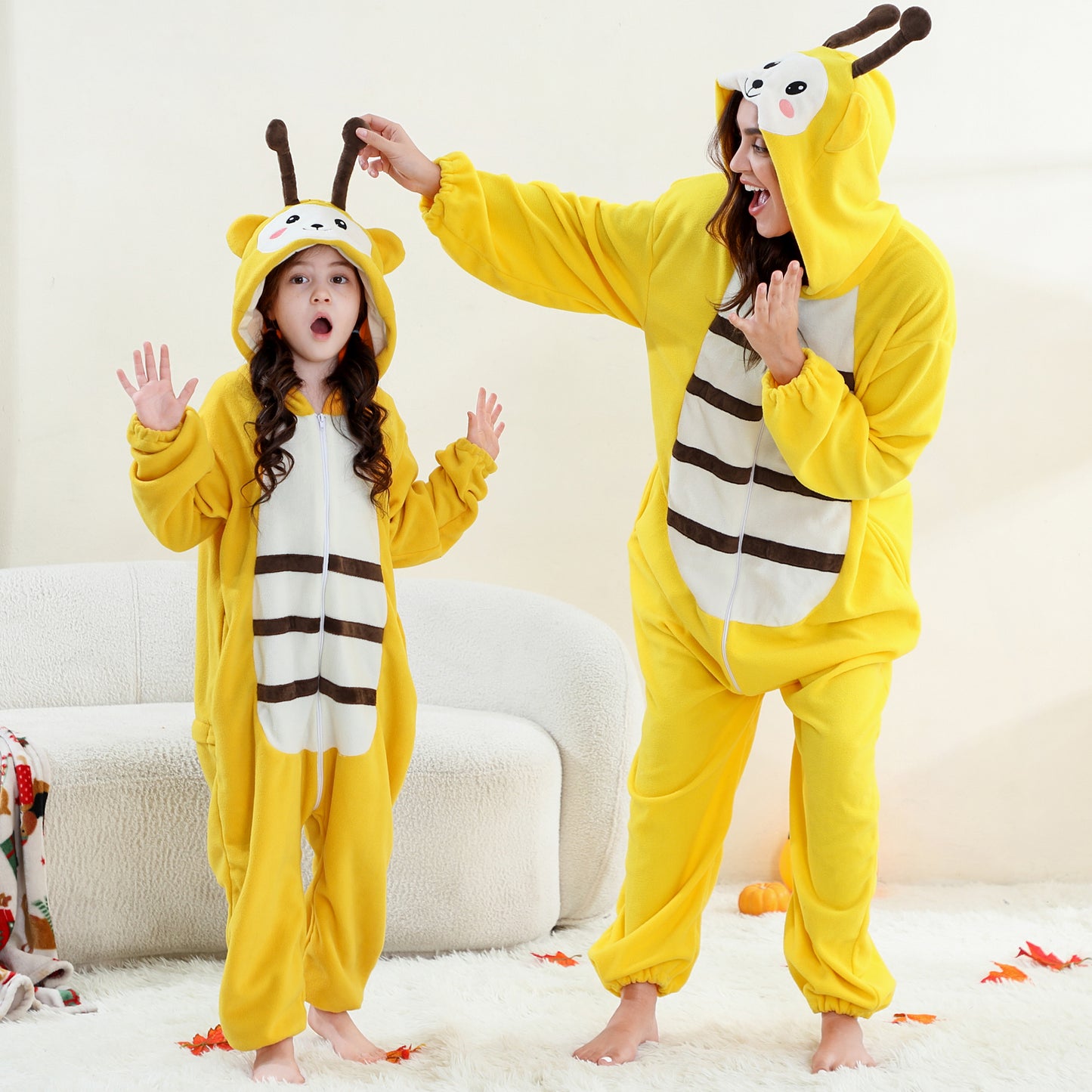 MICHLEY Bee Animal One-Piece Pajamas Soft Polar Fleece Halloween Costume for All Ages
