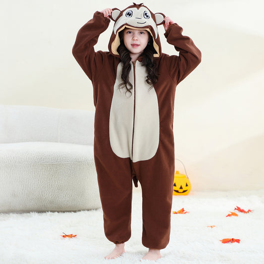 MICHLEY Monkey One-Piece Pajamas Soft Polar Fleece Cosplay Costume