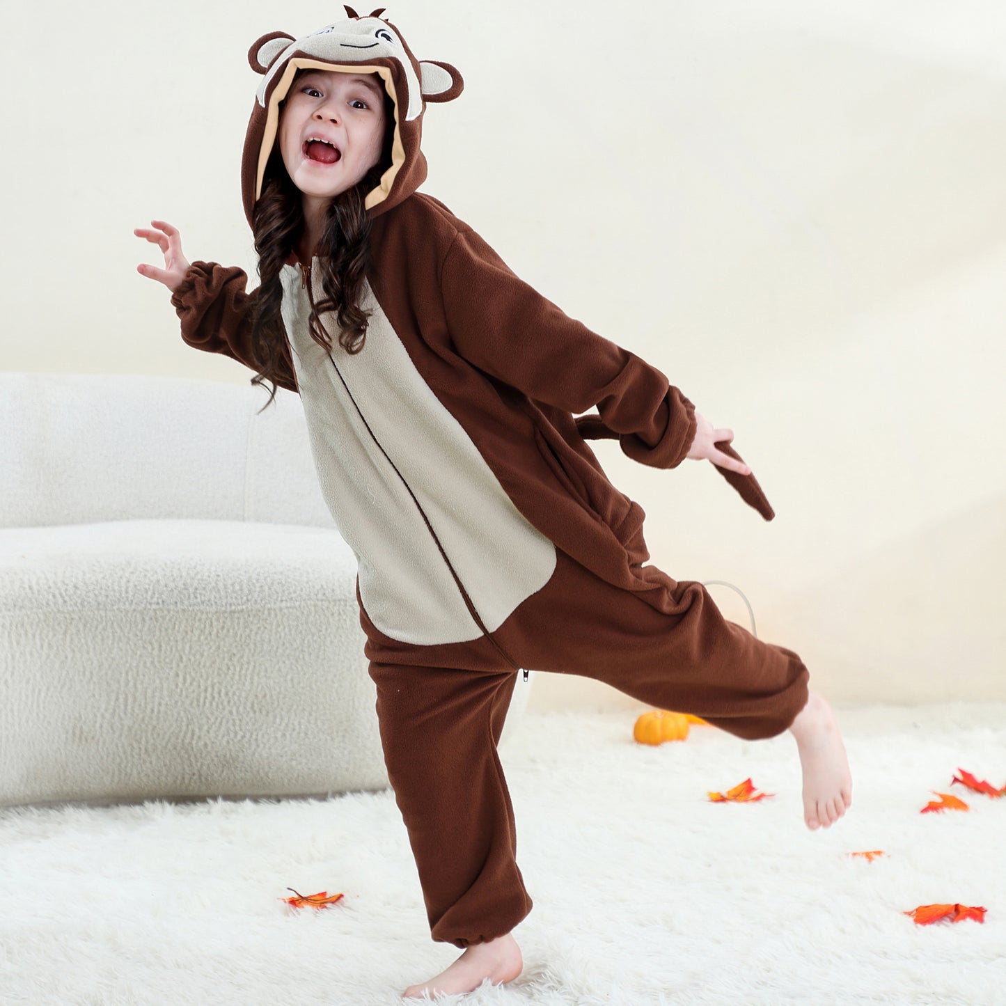 MICHLEY Monkey One-Piece Pajamas Soft Polar Fleece Cosplay Costume