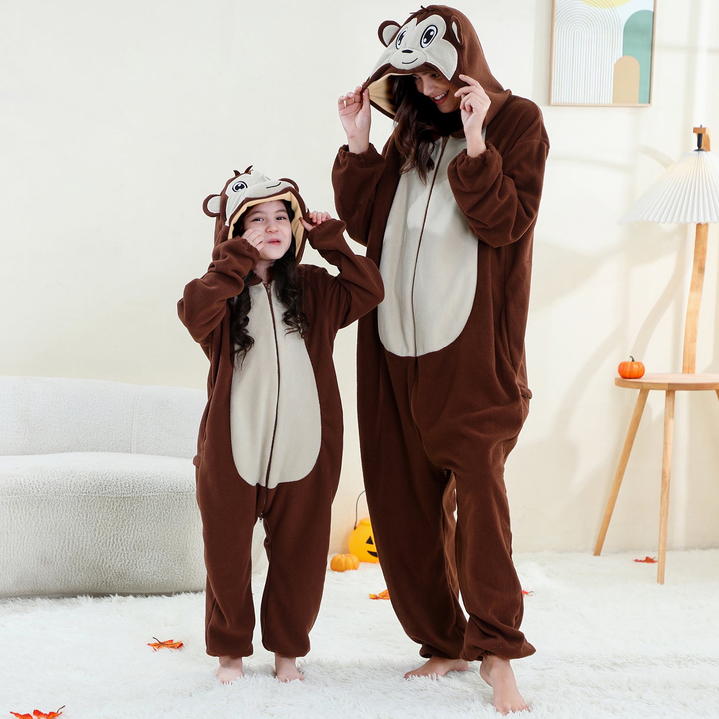 MICHLEY Monkey One-Piece Pajamas Soft Polar Fleece Cosplay Costume