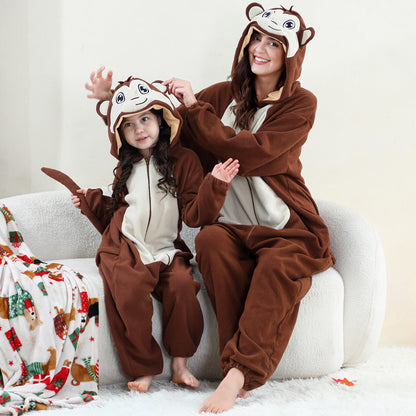 MICHLEY Monkey One-Piece Pajamas Soft Polar Fleece Cosplay Costume