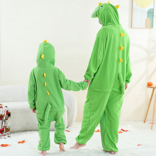 MICHLEY Green T-Rex One-Piece Pajamas Soft Polar Fleece Cosplay Costume