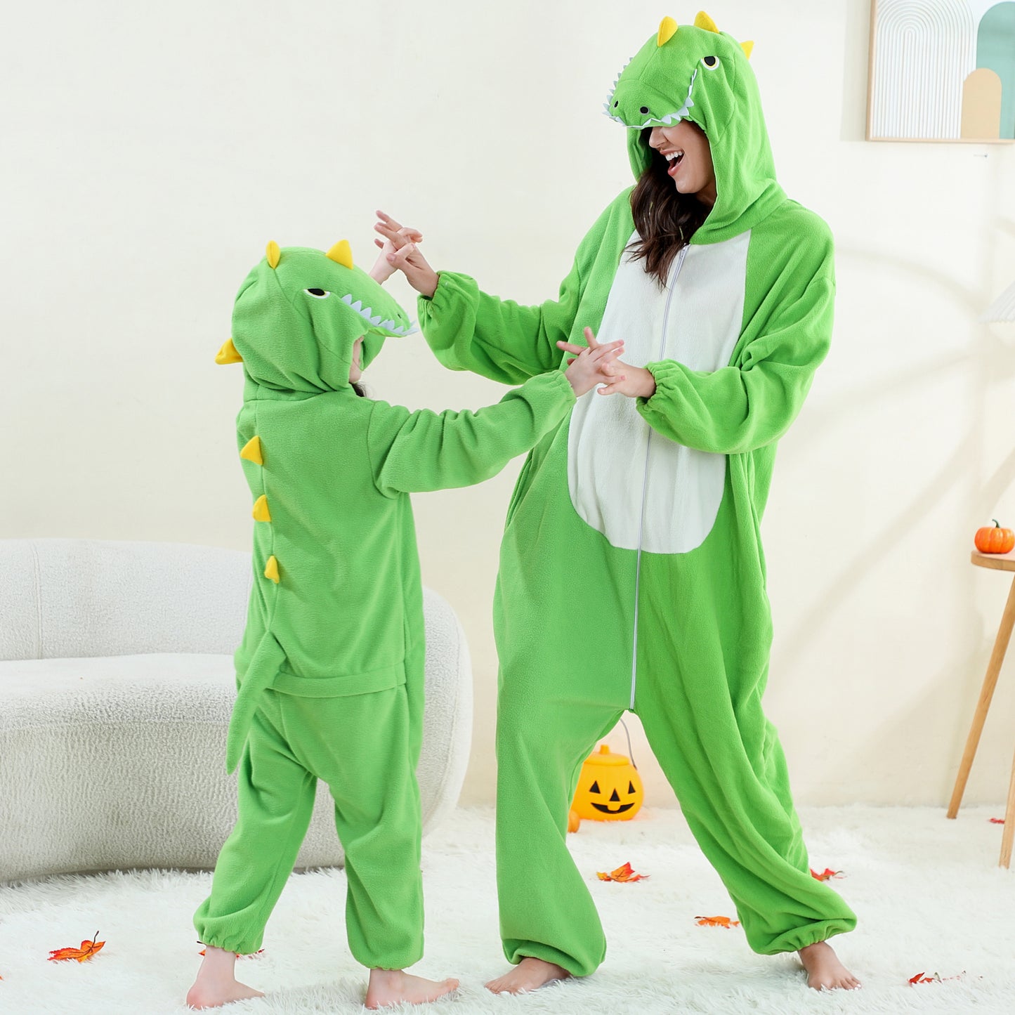 MICHLEY Green T-Rex One-Piece Pajamas Soft Polar Fleece Cosplay Costume