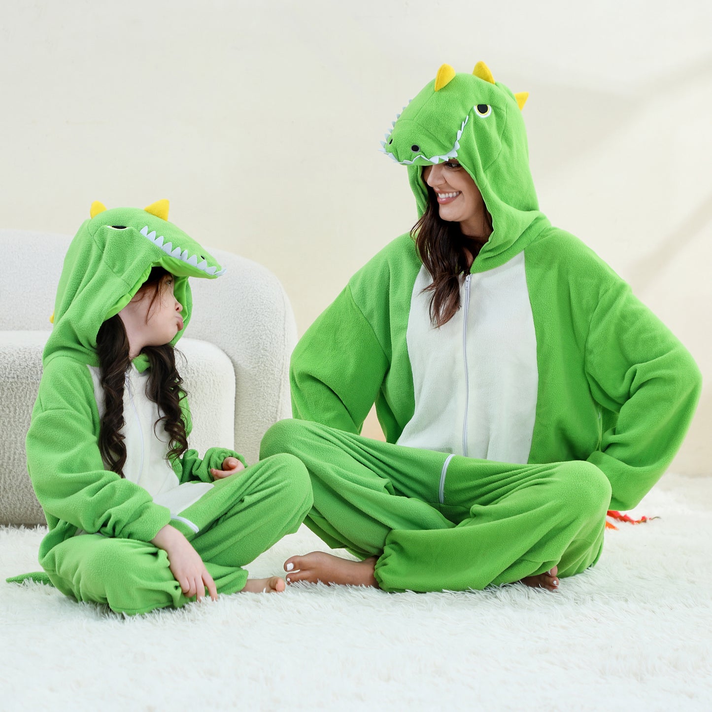 MICHLEY Green T-Rex One-Piece Pajamas Soft Polar Fleece Cosplay Costume