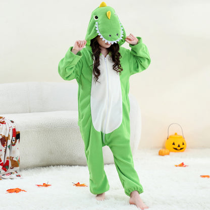 MICHLEY Green T-Rex One-Piece Pajamas Soft Polar Fleece Cosplay Costume