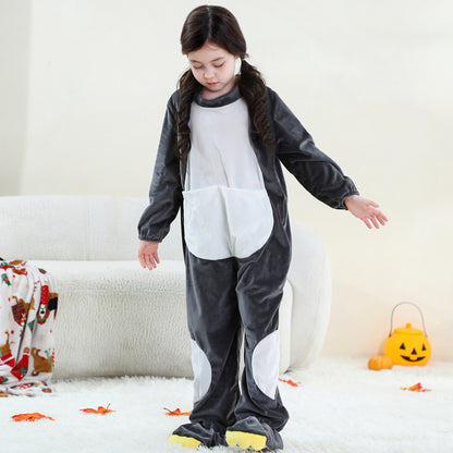 MICHLEY Kids Penguin Animal Cosplay Costume Soft Flannel Romper
