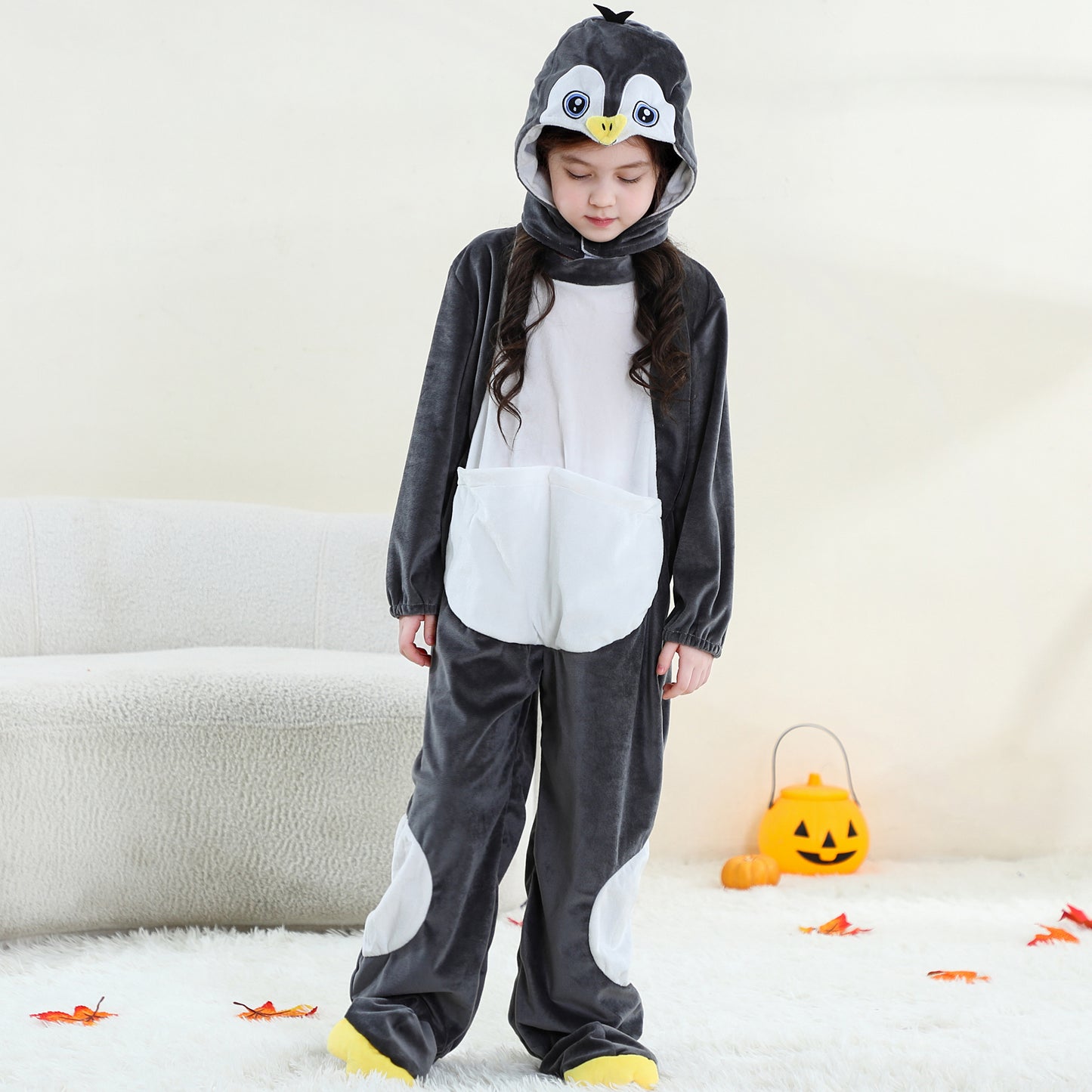 MICHLEY Kids Penguin Animal Cosplay Costume Soft Flannel Romper