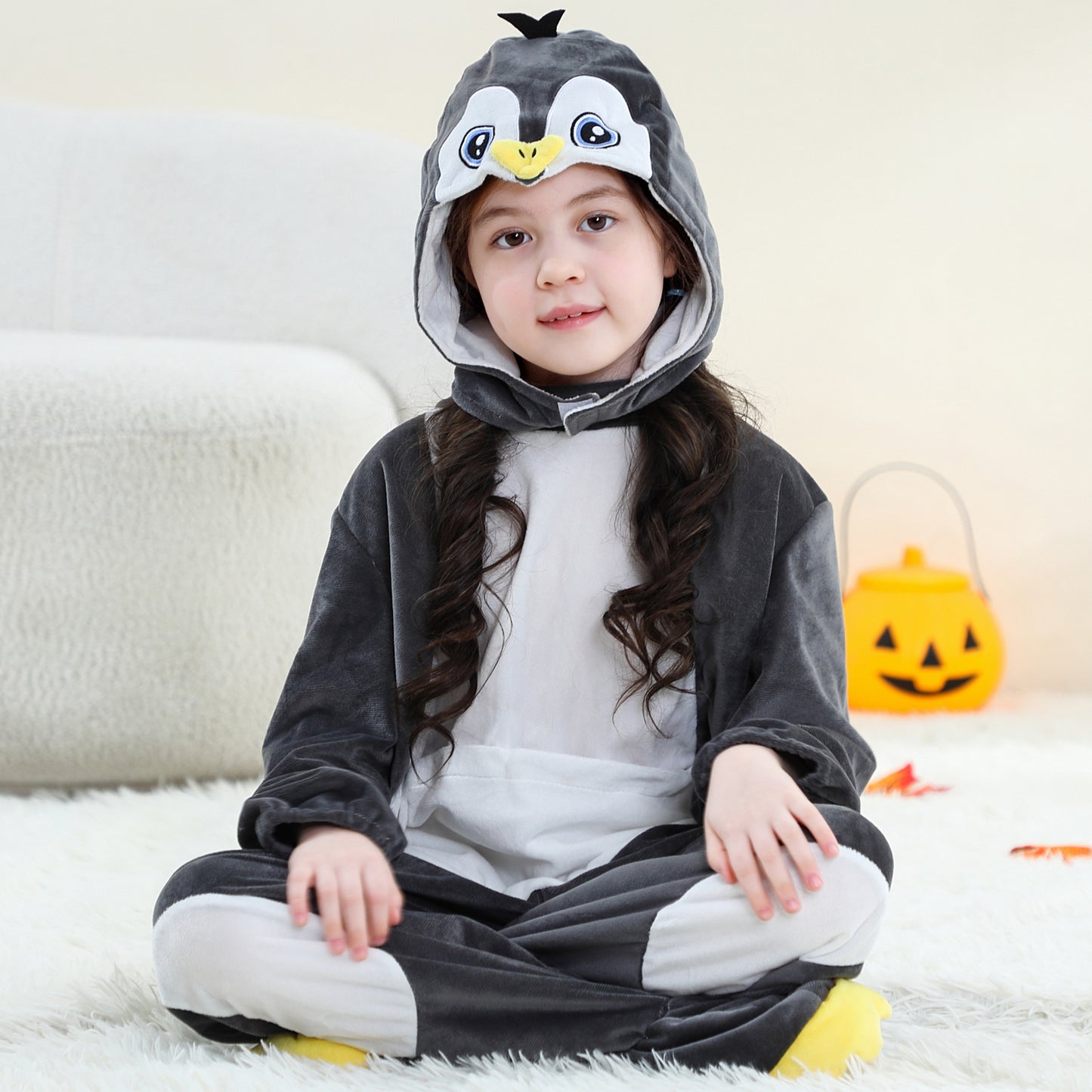 MICHLEY Kids Penguin Animal Cosplay Costume Soft Flannel Romper