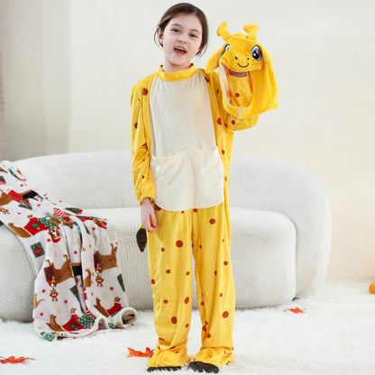 MICHLEY Kids Giraffe Animal Cosplay Costume Soft Flannel Romper