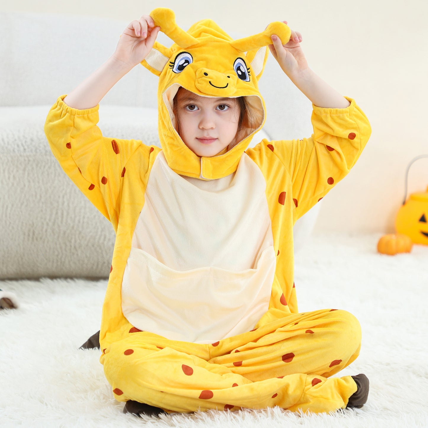 MICHLEY Kids Giraffe Animal Cosplay Costume Soft Flannel Romper