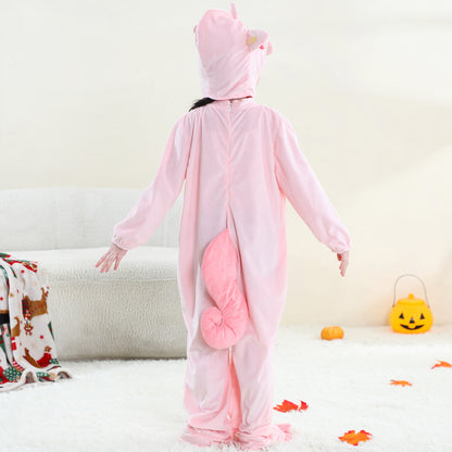 MICHLEY Kids Pink Unicorn Animal Cosplay Costume Soft Flannel Romper