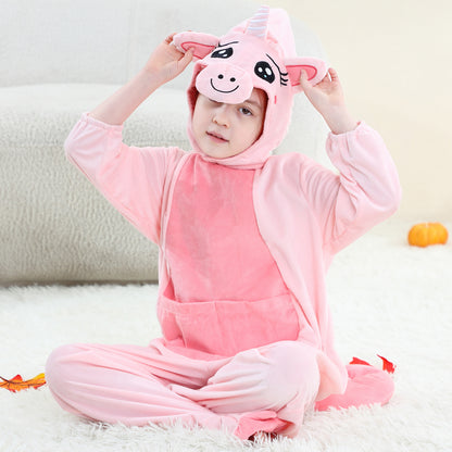 MICHLEY Kids Pink Unicorn Animal Cosplay Costume Soft Flannel Romper