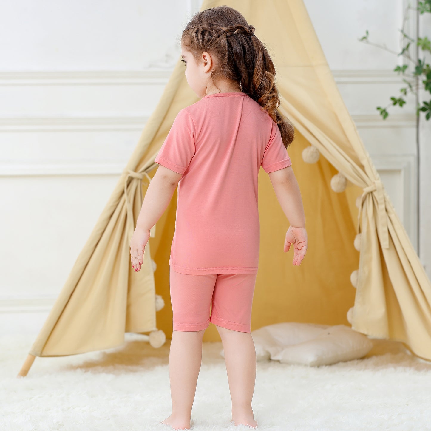 MICHLEY Kids Bamboo Viscose Pajamas Set Soft Stretchy Sleepwear (Pink)