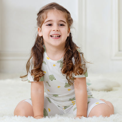 MICHLEY Kids Bamboo Viscose Pajamas Set Soft Stretchy Sleepwear (Frog)