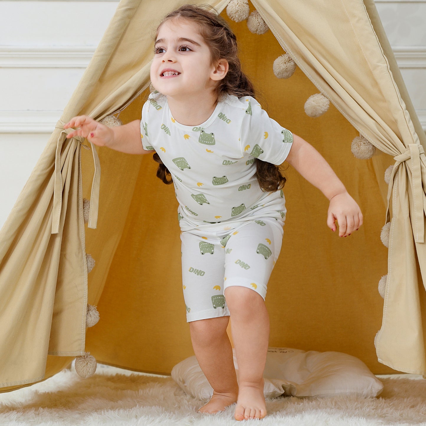MICHLEY Kids Bamboo Viscose Pajamas Set Soft Stretchy Sleepwear (Frog)