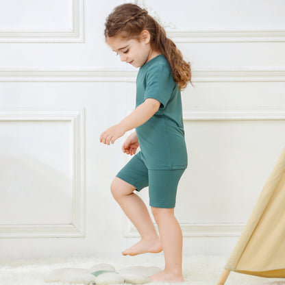 MICHLEY Kids Bamboo Viscose Pajamas Set Soft Stretchy Sleepwear (Green)