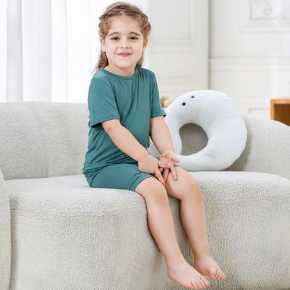 MICHLEY Kids Bamboo Viscose Pajamas Set Soft Stretchy Sleepwear (Green)