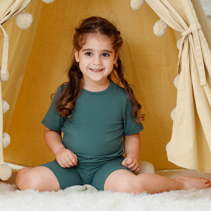 MICHLEY Kids Bamboo Viscose Pajamas Set Soft Stretchy Sleepwear (Green)