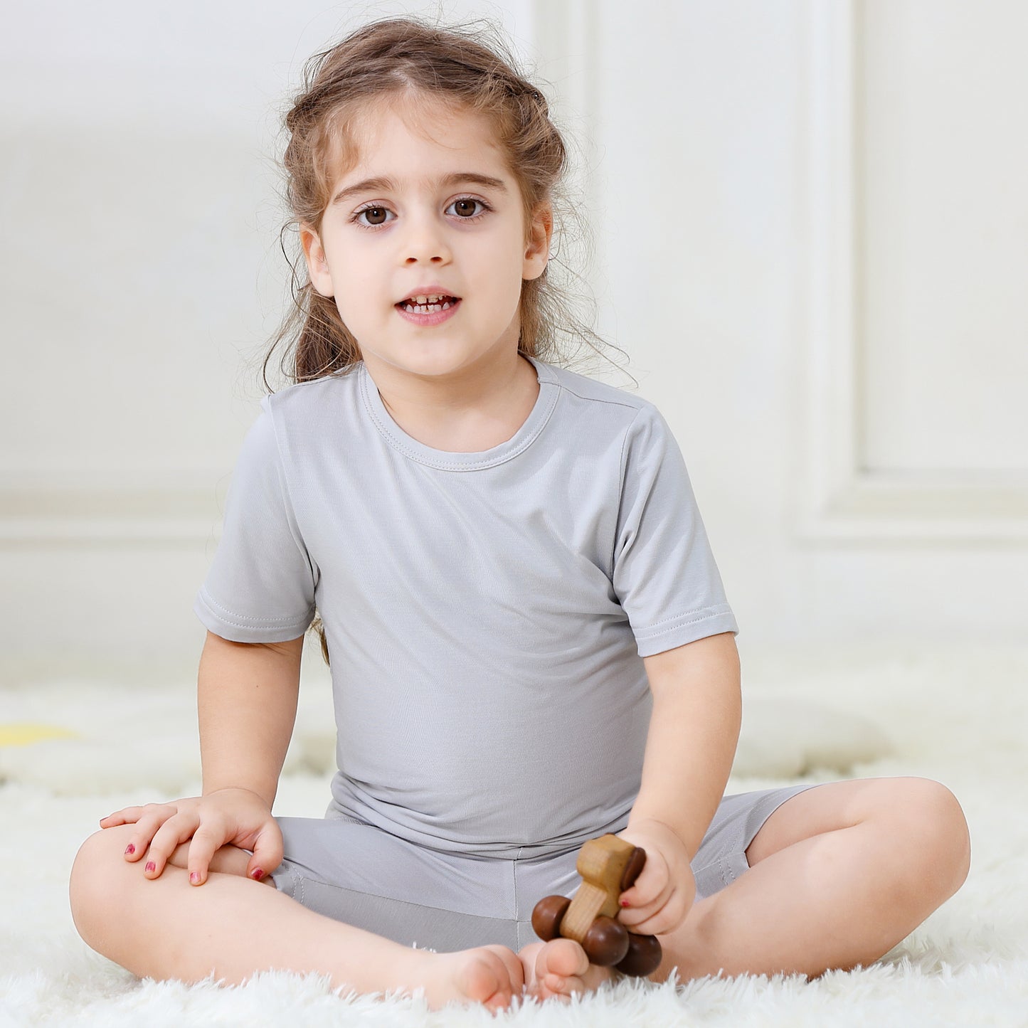 MICHLEY Kids Bamboo Viscose Pajamas Set Soft Stretchy Sleepwear (Grey)