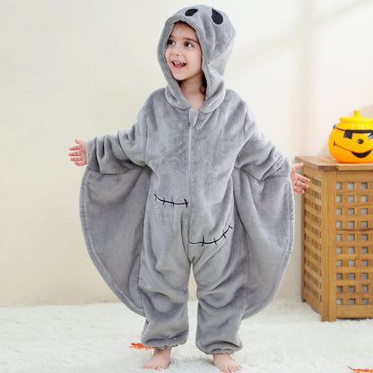 MICHLEY Baby Grey Ghost Hooded Romper Flannel Halloween Costume
