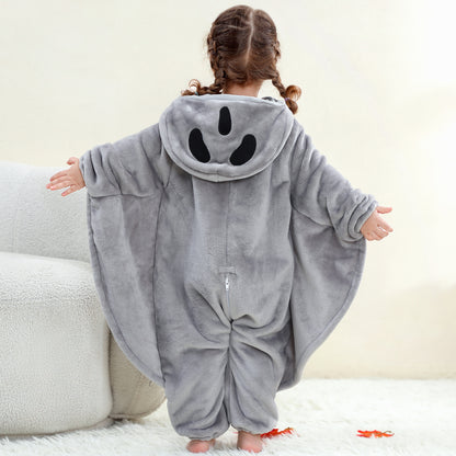 MICHLEY Baby Grey Ghost Hooded Romper Flannel Halloween Costume