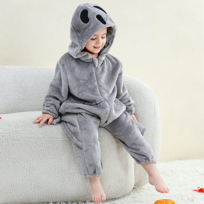 MICHLEY Baby Grey Ghost Hooded Romper Flannel Halloween Costume