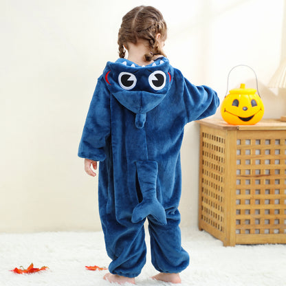 MICHLEY Baby Blue Shark Hooded Romper Flannel Animal Costume