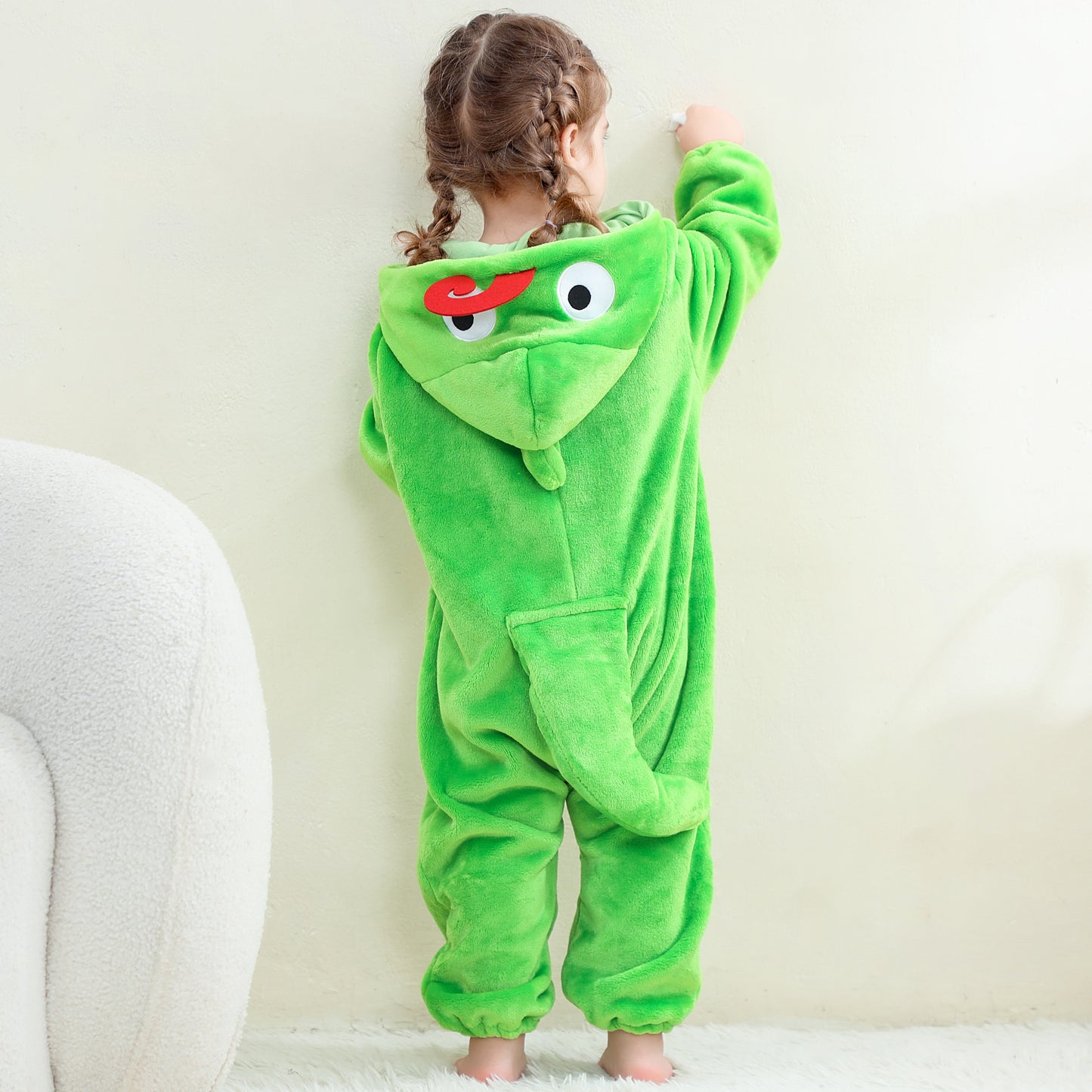 MICHLEY Baby Chameleon Hooded Romper Flannel Animal Costume
