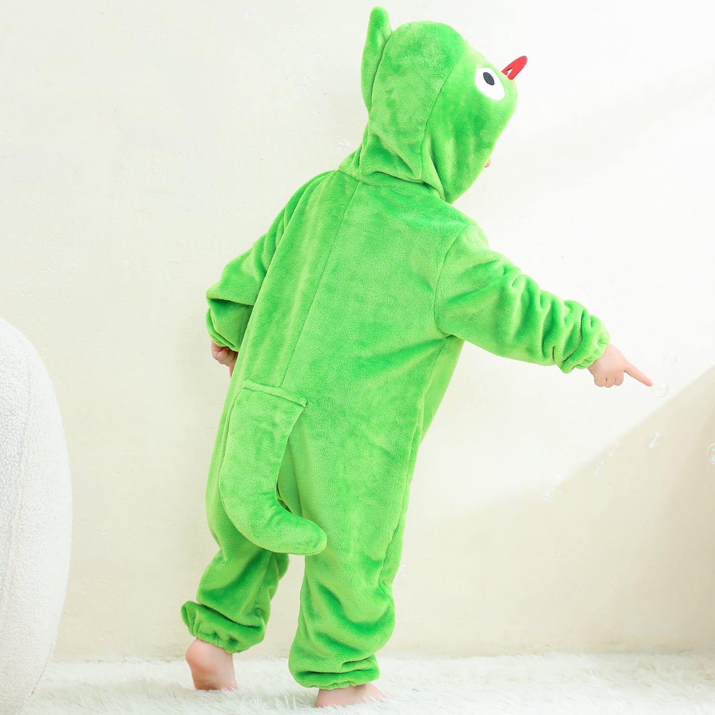 MICHLEY Baby Chameleon Hooded Romper Flannel Animal Costume