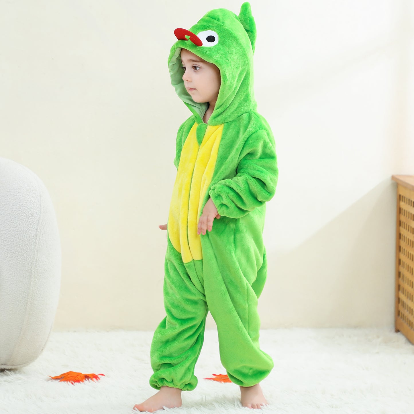 MICHLEY Baby Chameleon Hooded Romper Flannel Animal Costume