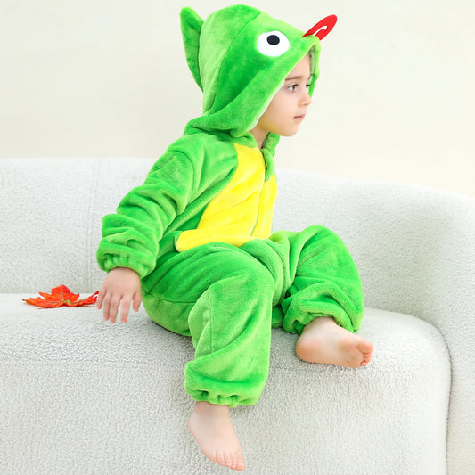 MICHLEY Baby Chameleon Hooded Romper Flannel Animal Costume