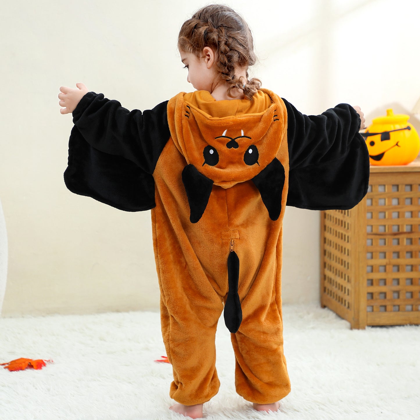 MICHLEY Baby Bat Hooded Romper Flannel Wings Costume