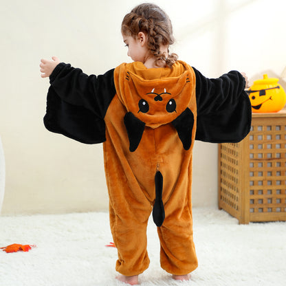 MICHLEY Baby Bat Hooded Romper Flannel Wings Costume